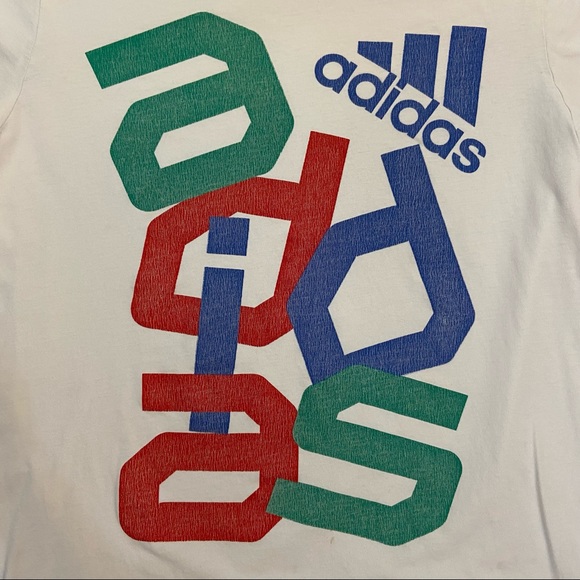 Vintage Adidas Men’s Spell Out & Logo White T-Shirt Medium - Picture 2 of 7